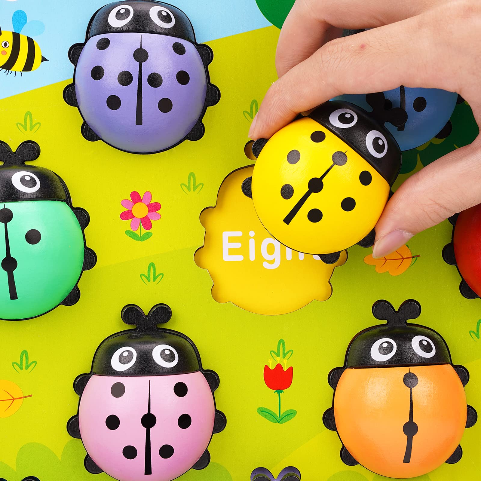 Wooden Counting Ladybugs Montessori Counting Toys for Toddlers Learning Education Toy Ladybugs Puzzle Numbers Matching Preschool Math Board Games Develop Fine Motor Skills for 3 4 5 Year Old Kids