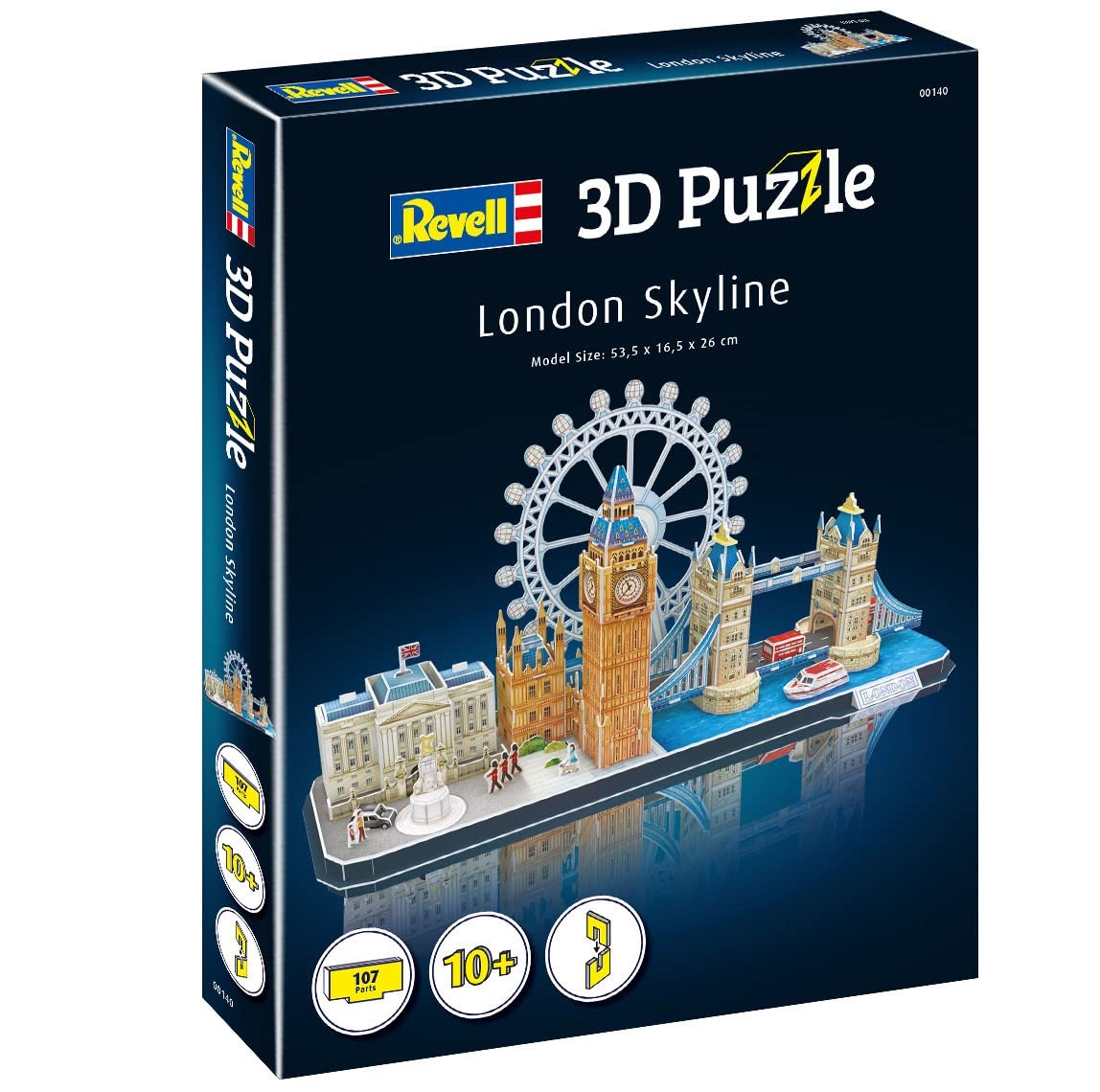 Revell London Skyline 3D Puzzles for Adults and Kids Ages 10 Years and up Arts Crafts Building - Tower Bridge, Big Ben, London Eye, Buckingham Palace - 107 Pieces