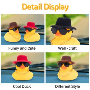 wonuu Rubber Duck Car Ornaments 2Pcs Yellow Duck Car Dashboard Decoration with Mini Hat