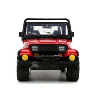 Jada Toys Just Trucks 1:24 1992 Jeep Wrangler Die-cast Car Red/Black with Tire Rack, Toys for Kids and Adults