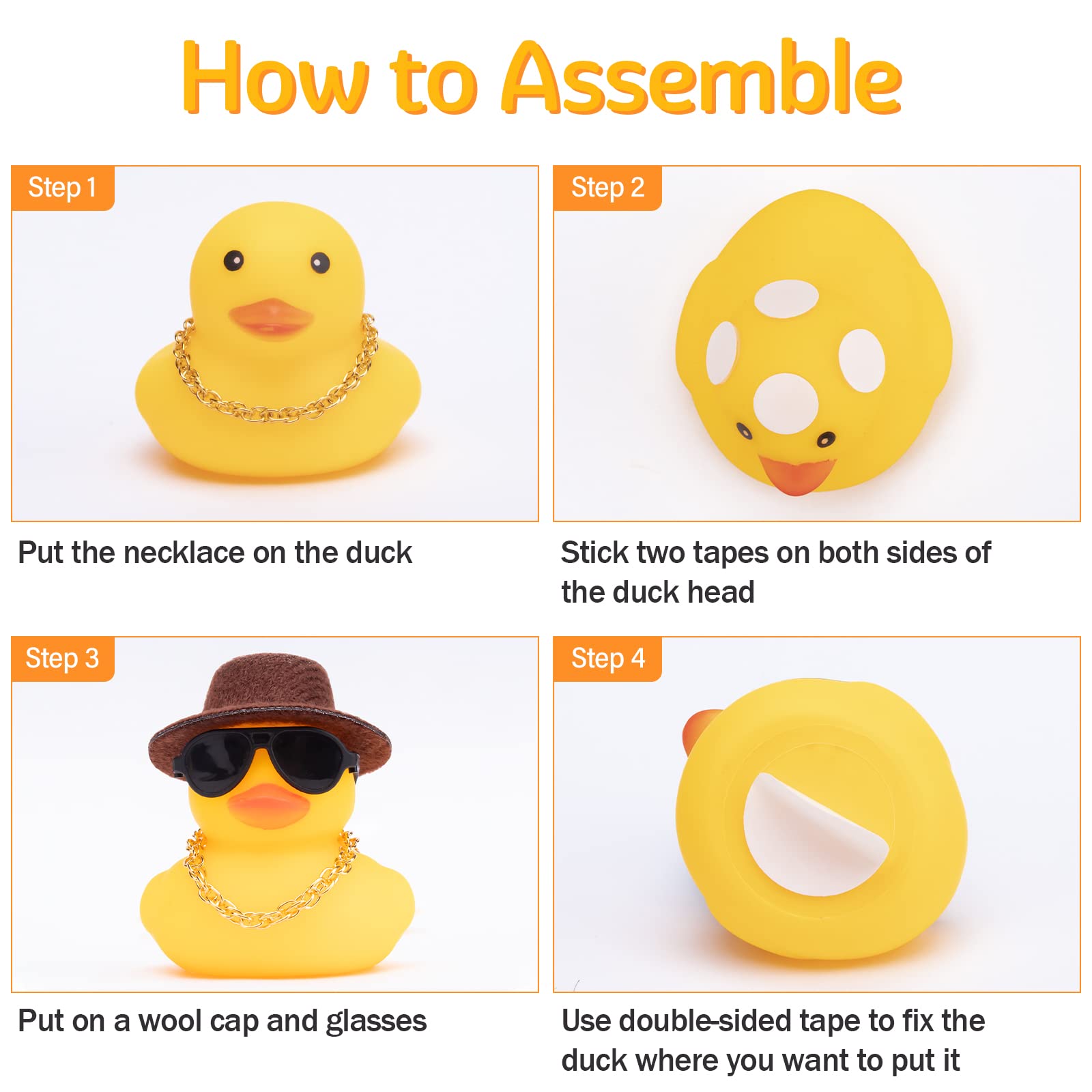 wonuu Rubber Duck Car Ornaments 2Pcs Yellow Duck Car Dashboard Decoration with Mini Hat