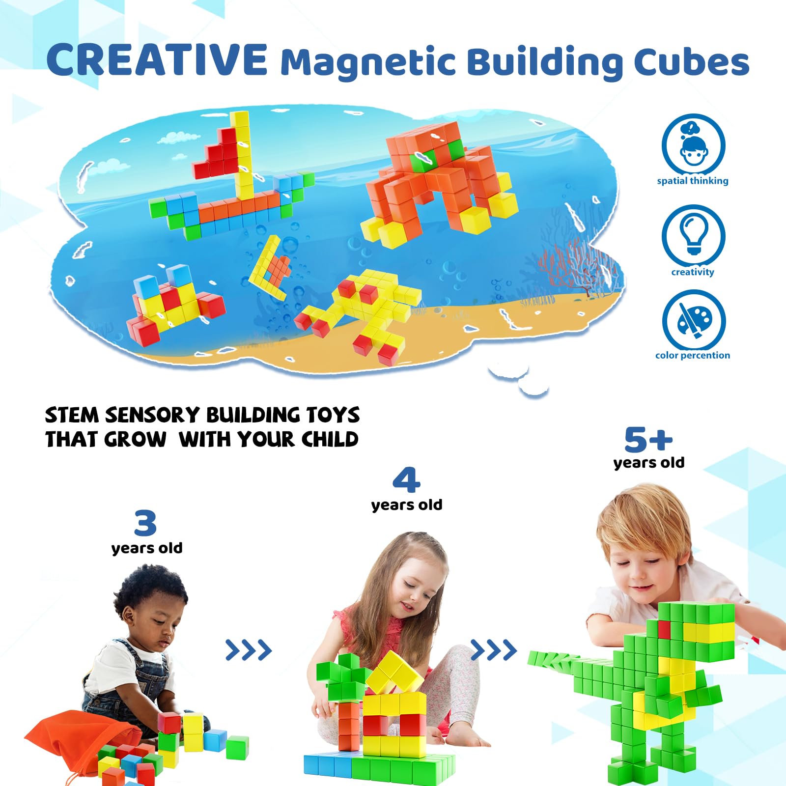 Magnetic Blocks for Toddler Toys,1.18 Inch Large Magnetic Cubes,STEM Preschool Learning Sensory Montessori Outdoor Travel Building Christmas Toys Gifts for 3 4 5 6 Year Old Kids Boys Girls (28pcs)