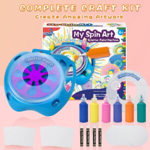 Spin Art Machine Variable Speed, Battery Operated Spinner - Paint Spinner with Splatter Guard, Washable Paint, Spin Art Kit, Art Design Card, Stem Toys, Kid Arts and Crafts, Girls Boys