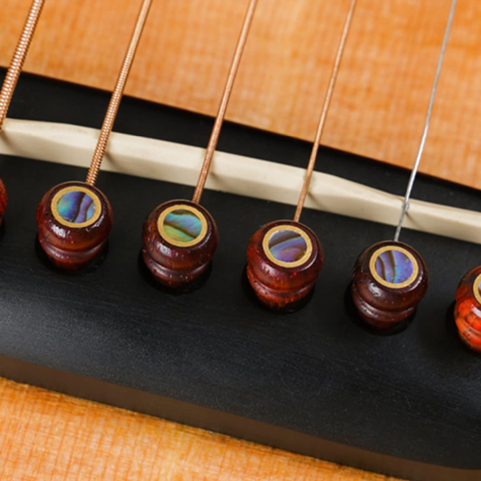 Miwayer Cocobolo Wood Guitar Bridge Pins Replacement Parts Brown for 6 & 12 String Acoustic Guitar (Big Abalone Dot)