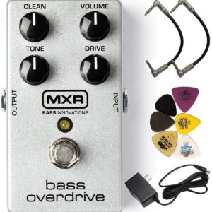 Briskdrop MXR M89 Bass Overdrive with 2 Patch Cables, 9V Power Supply and Dunlop PVP117 Pick Pack