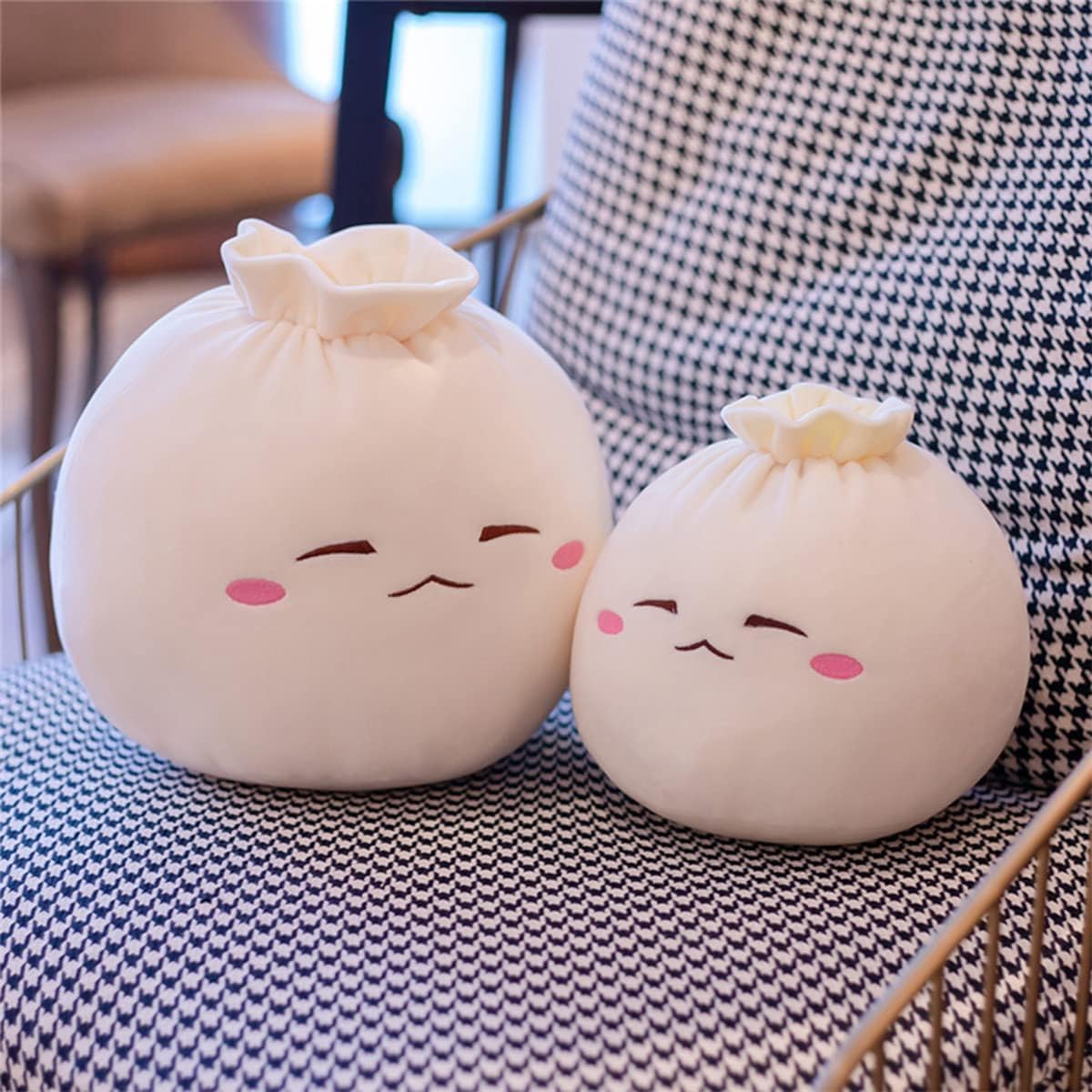 Yoholto Dumpling Plush Pillow with Cute Features, Stuffed Bun Plush, Funny Food Toy Gifts for Kids Adults(6.3 * 12.2in,Frown)