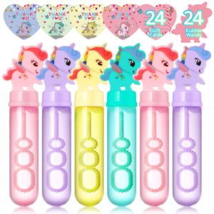 24pcs unicorn bubble wands,unicorn birthday party favors,bubbles for kids,outdoor toys, goodie bags filler, bubble blowing toys,prize boxes.(with 24 gift cards)