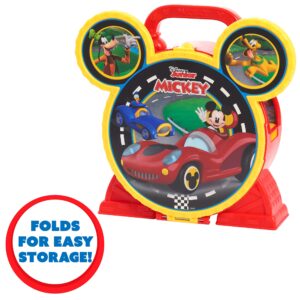 Disney Junior Mickey Mouse Stow ’n Go Garage, Figure and Vehicle Playset, Officially Licensed Kids Toys for Ages 3 Up by Just Play