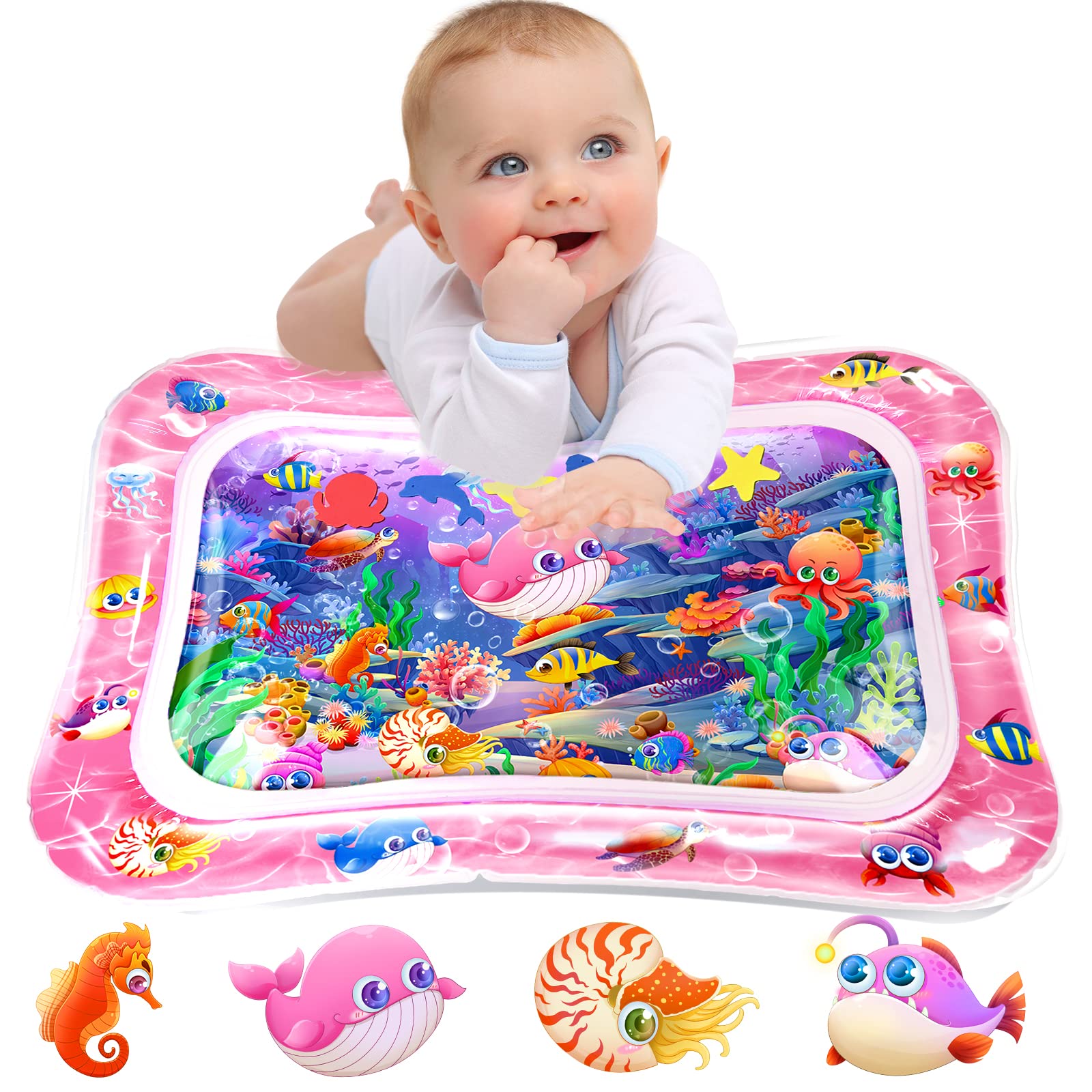 Infinno Tummy Time Mat Premium Baby Water Play Mat for Infants and Toddlers Baby Toys for 3 to 24 Months, Strengthen Your Baby's Muscles, Pink Theme Toys