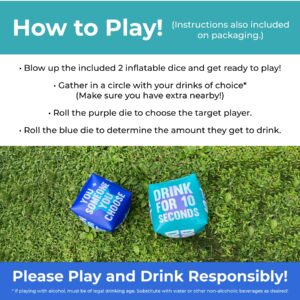 TMD Retail Giant Dice Drinking Game for Adults - Blow Up Dice PVC Inflatable and Reusable 2 Dice - 10" - Jumbo Dice for Indoor Outdoor Fun Games, Pool Parties, Lawn Floor Games