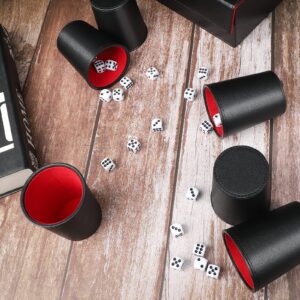 Leather Dice Cup Set, 6 Leather Dice Cups+30 Dice+1 Folding Tray Exclusive Storage and Transport Case Made of Faux Leather with Magnetic Closure