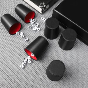 Leather Dice Cup Set, 6 Leather Dice Cups+30 Dice+1 Folding Tray Exclusive Storage and Transport Case Made of Faux Leather with Magnetic Closure