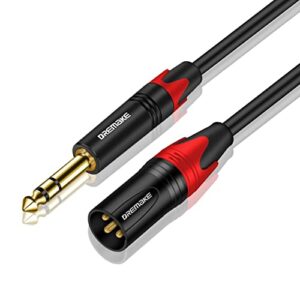 dremake 6.35mm 1/4'' trs to xlr male 66ft, 1/4-inch trs male to xlr 3-pin male balanced trs cable, trs 1/4 inch to xlr male audio stereo mic cable for pro audio mixer microphone xlr to trs patch cord