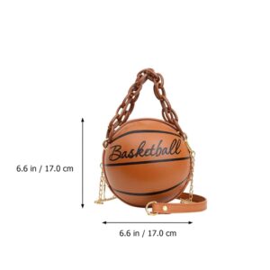 Basketball Shape Handbags Fashion PU Round Purse Tote Shoulder Bag Adjustable Strap Messenger Bag for Women Girls