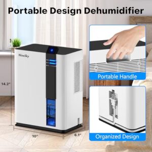 NineSky Dehumidifier, 98 OZ Dehumidifier for Home, (800 sq. ft.) Dehumidifiers for Bathroom, Bedroom with Auto Shut Off, 5 Colors LED Light(H2 White）