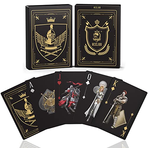 WJPC Waterproof Playing Cards，Plastic Playing Cards,Deck of Cards ，Game and Party Poker Cards (Knight Gold)