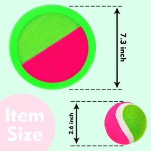 LoayBhok Toss and Catch Ball Set - Outdoor Games for Kids Beach Balls Toys Camping Game, Yard Games, Paddle Ball Outside Games for Family Kids Boys and Girls Gifts (6 Mitts & 3 Balls)