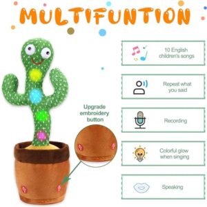 LUKETURE Talking Cactus Baby Toys, Dancing Cactus Mimicking Toy, Singing Cactus Toy Repeat & Record What You Say with 120 English Songs, Electronic Light Up Interactive Toy for Toddler