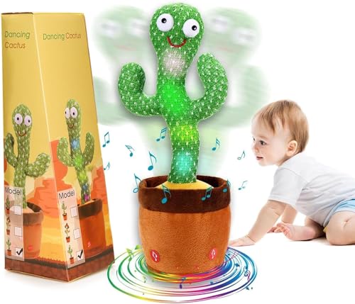 LUKETURE Talking Cactus Baby Toys, Dancing Cactus Mimicking Toy, Singing Cactus Toy Repeat & Record What You Say with 120 English Songs, Electronic Light Up Interactive Toy for Toddler