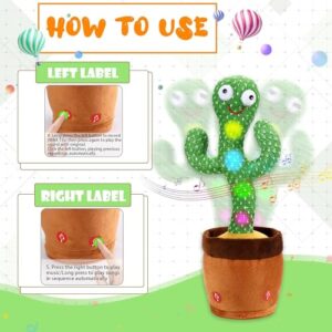 LUKETURE Talking Cactus Baby Toys, Dancing Cactus Mimicking Toy, Singing Cactus Toy Repeat & Record What You Say with 120 English Songs, Electronic Light Up Interactive Toy for Toddler