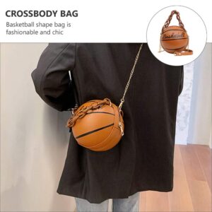 Basketball Shape Handbags Fashion PU Round Purse Tote Shoulder Bag Adjustable Strap Messenger Bag for Women Girls