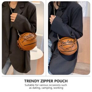 Basketball Shape Handbags Fashion PU Round Purse Tote Shoulder Bag Adjustable Strap Messenger Bag for Women Girls