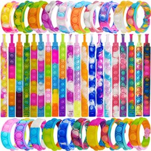 60 Pcs Pop Bracelet Bubble Fidget Toys for Party Favors, Hand Finger Silicone Wristband Bulk for Student Classroom Prize, Goodie Bag Fillers Easter Egg Basket Stuffers Christmas Valentine Gift for Kid