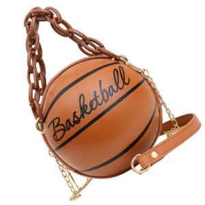 basketball shape handbags fashion pu round purse tote shoulder bag adjustable strap messenger bag for women girls