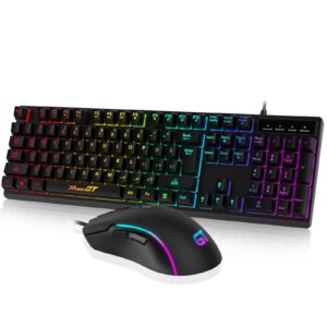 Gaming Keyboard and Mouse Combo, RaceGT USB Backlit 104 Keys Wired Keyboard Gaming, 7 Buttons 6400 DPI Gaming Mouse, Gaming Accessories Compatible with PC Laptop Computer