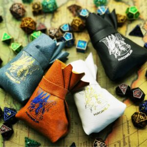 HAOMEJA DND Dice Tray Bag & Tray with Button Role Playing Dice Bag Leather dice Bag Jewelry Coin & Small Accessories Bag Storage Bag (Black)