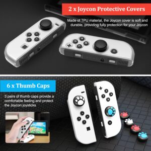 Switch OLED Accessories Bundle, innoAura 20 in 1 Switch OLED Accessories Kit Include Wrist Straps, Switch Carry Case, J-con Charging Dock, J-con Grips & Racing Wheels