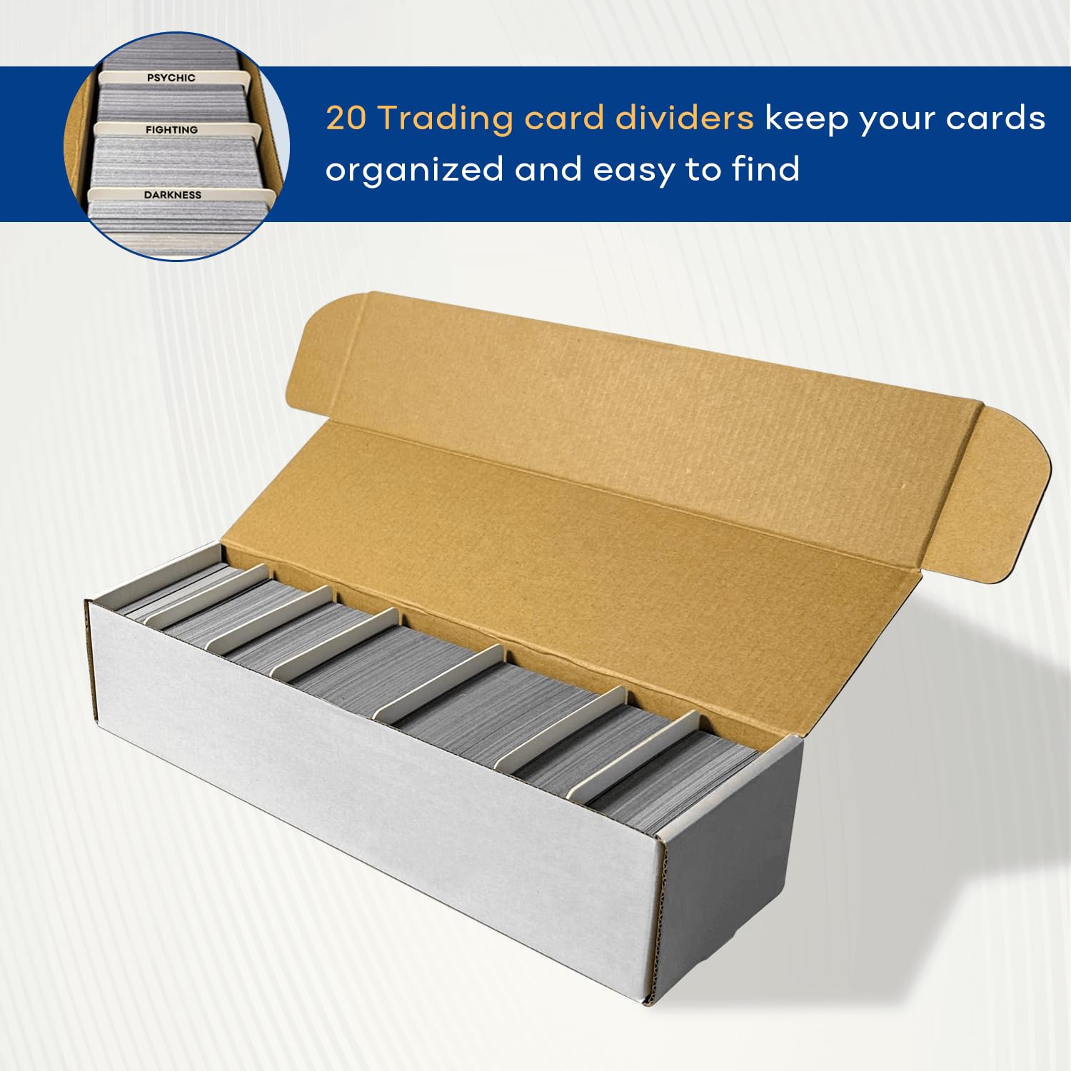 Fageverld Cardboard Storage Boxes with Dividers - For Baseball, Football, Sports Cards and MTG Playing Cards (6 Count)