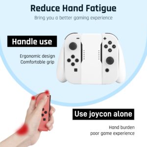 FUNDIARY Comfort Charging Grip Compatible with Nintendo Switch and Switch OLED Joycon, Handheld Accessories for Joycon Controller with LED Indicator with Charging Cable and 6 Thumb Caps