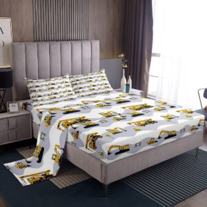 Erosebridal 7PCS Kids Excavator Comforter Set with Truck Fitted Sheet&Cartoon Car Top Sheet&Tractor Pillow Cases