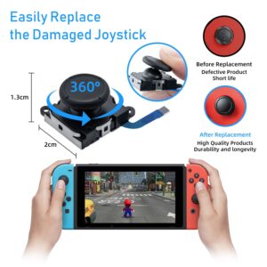 Mcbazel 3D Replacement Joystick Analog Thumb Stick for Switch/Switch OLED Joy-Con, Replacement Tool Kit for Switch Lite and Switch Joycon Controller with +&Y-Screwdriver, Pry Tool, Tweezer