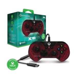 hyperkin x91 ice wired controller for xbox series x | s/xbox one/windows 10/11 - officially licensed by xbox (ruby red)