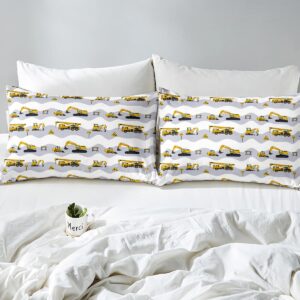 Erosebridal 7PCS Kids Excavator Comforter Set with Truck Fitted Sheet&Cartoon Car Top Sheet&Tractor Pillow Cases