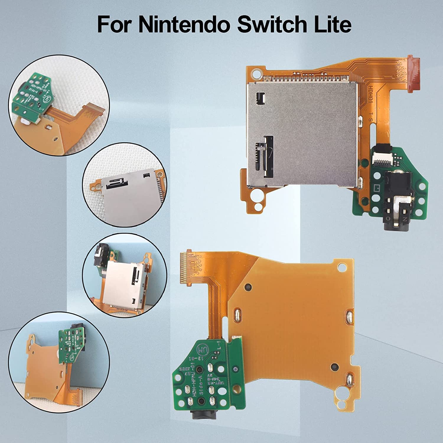 Replacement Game Cartridge Card Reader Slot Compatible with Nintendo Switch Lite, Accessory Parts with Fix Tools