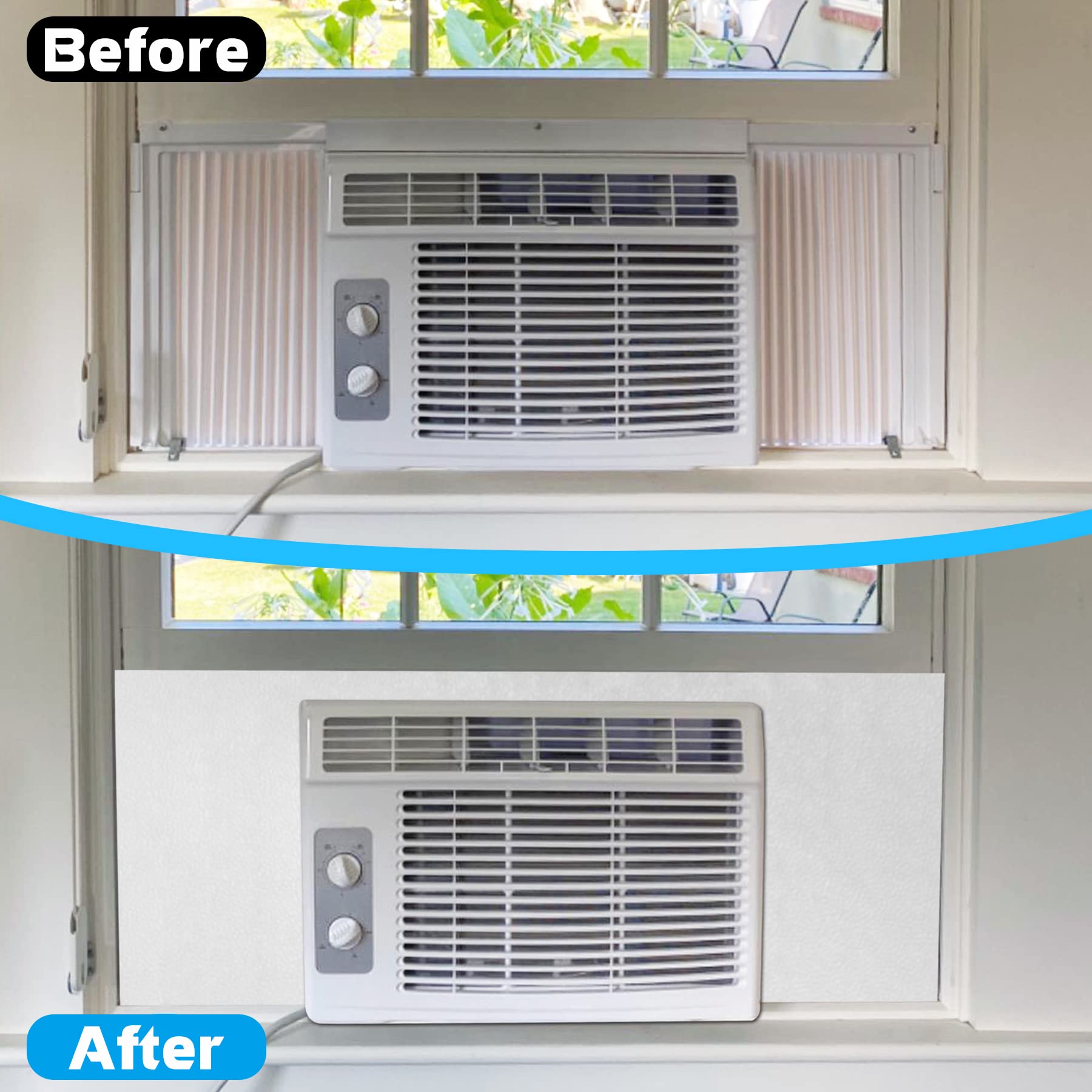 Air Jade Window Air Conditioner Side Panels, Full Surround Insulated Foam Cover for Indoor Window AC Unit, Window AC Seal Kit for Summer and Winter, White