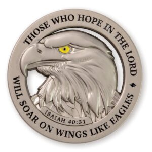 American Bald Eagle Challenge Coin, Bulk Pack of 3 Christian Pocket Tokens, Isaiah 40:31 Bible Study Supplies for Men, Religious Worry & EDC Coins for Police & Military Veterans