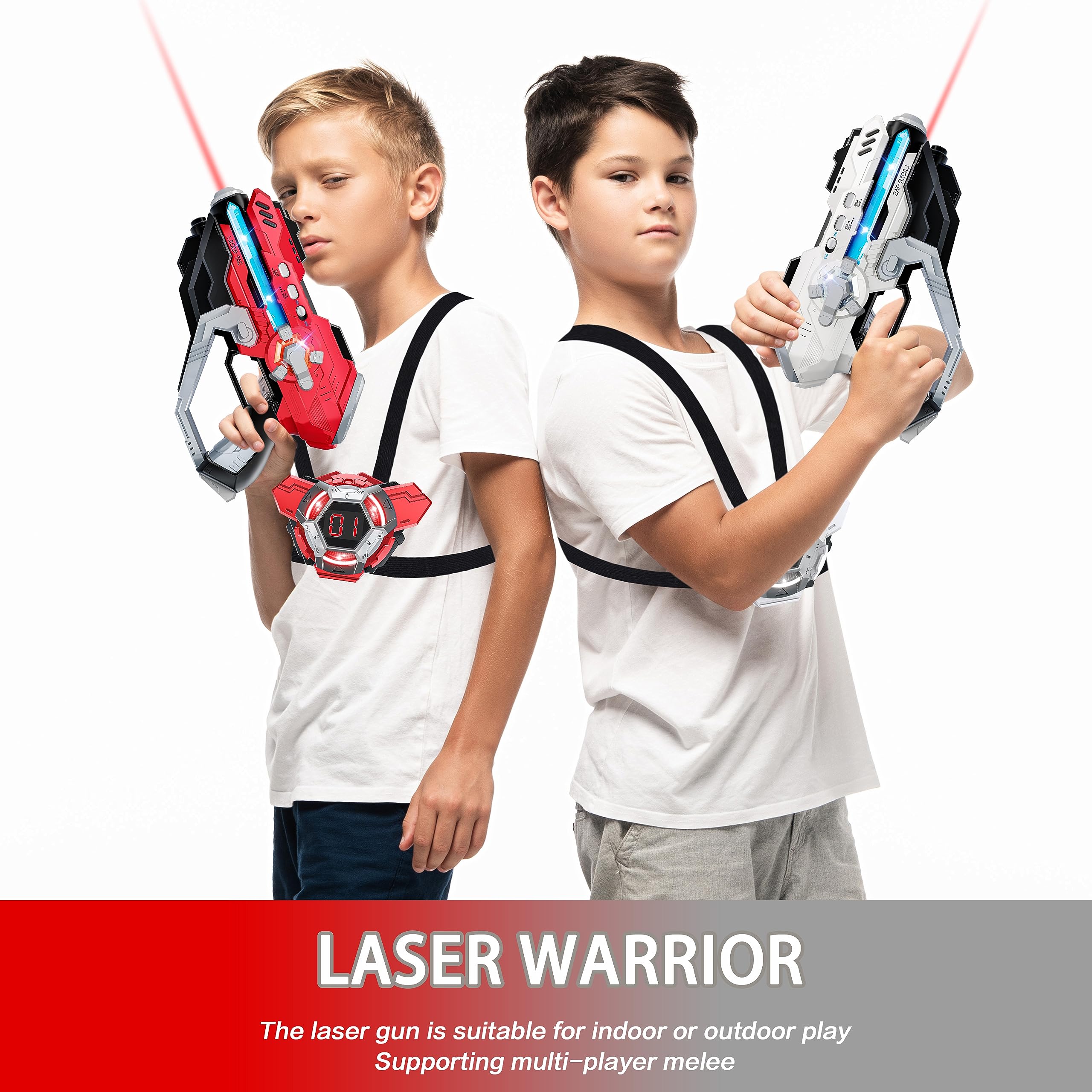 Kusntin Laser Tag Guns Set & Vests, Player Digital LED Display, Infrared Multi-Function Toy Gun, Arcade Gifts for Kids & Adults,Boys Girls for 8-12+ Years Old (Old Set of 4)