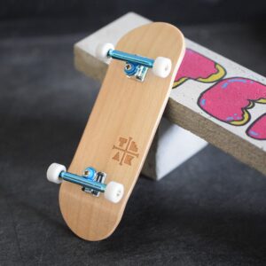 Teak Tuning Prodigy Pro Inverted Fingerboard Trucks with Gold Colored Locknuts & Urethane Tuning, Electric Blue Colorway - 34mm Width - Inverted Kingpin, Solid Axle Style - Tuned & Assembled