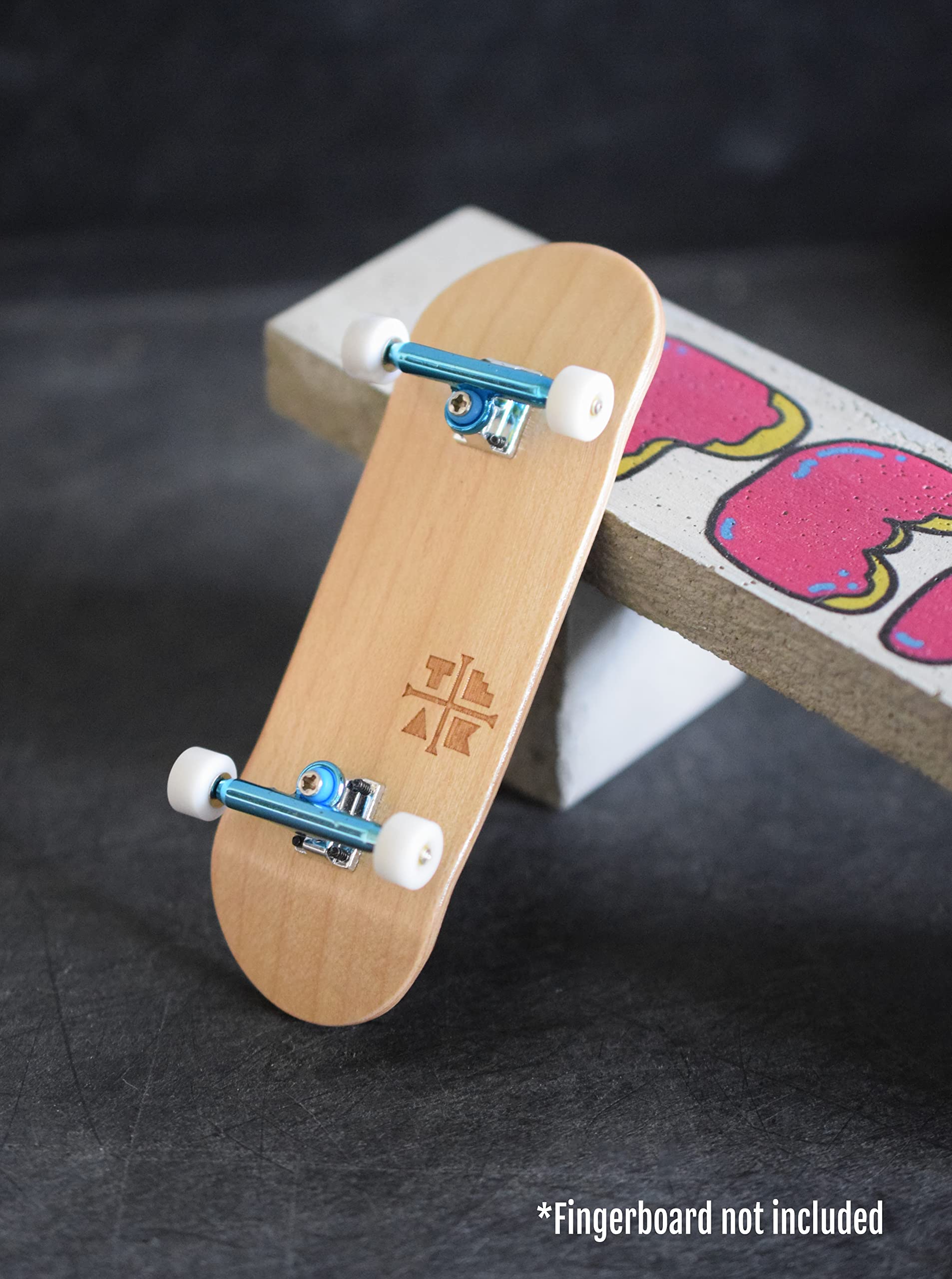 Teak Tuning Prodigy Pro Inverted Fingerboard Trucks with Gold Colored Locknuts & Urethane Tuning, Electric Blue Colorway - 34mm Width - Inverted Kingpin, Solid Axle Style - Tuned & Assembled