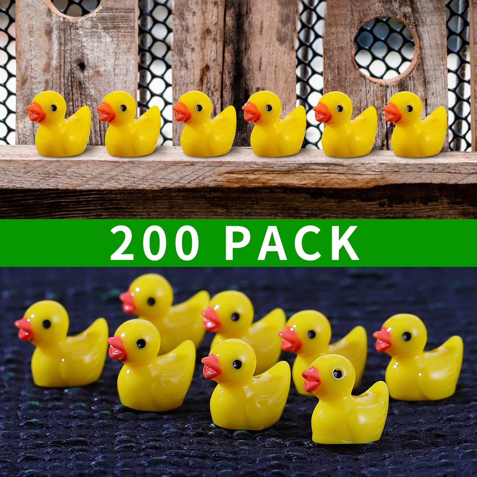 EKisemio 200 Pieces Mini Resin Ducks Yellow Tiny Duckies for School Project Accessories Miniature Characters Fairy Garden Landscape Aquarium Dollhouse Potted Plants Decorations