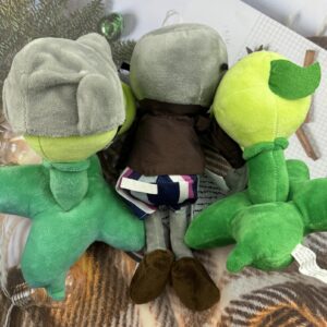 JHESAO 3 PCS Plants and Zombies Plush Plants Sets Zombies Toy Pea, 1 2 Stuffed Soft Gatling Pea Doll, Newspaper Zombie PVZ Plush Figure Doll New