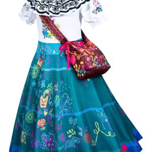 Kaisebile Princess Dress for Girls Birthday Halloween Dress Up with Bag Glasses Earrings 6-7 Years