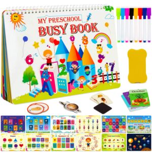 CALSPY Magnetic Busy Book for Kids - Montessori Kindergarten Preschool Learning Activities,23 Pages Autism Sensory Education Toys,Children's Day, Birthday and Airplane Travel Present