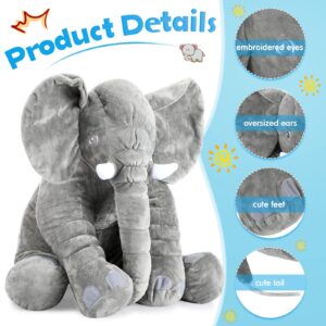 Yulejo Giant Stuffed Elephant Plush Animal Toy Back to School Party Favor Huge Stuffed Elephant Soft Elephant Large Stuffed Animal Doll Gray Elephant Plush for Kids Girlfriend Home Decor(15.7 Inch)