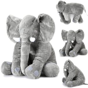 yulejo giant stuffed elephant plush animal toy back to school party favor huge stuffed elephant soft elephant large stuffed animal doll gray elephant plush for kids girlfriend home decor(15.7 inch)