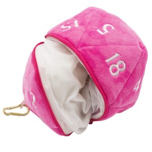 Ultra PRO - Hot Pink D20 Plush Dice Bag - The Perfect Dice Bag for Any RPG Games Like Magic: The Gathering, and D&D, Carry up to 50 Dice in a Stylish Plush Bag and Up Your Game